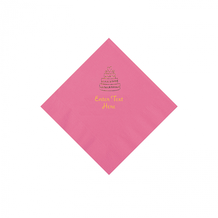 Candy Pink Wedding Cake Personalized Napkins - Beverage (50 Piece(s))