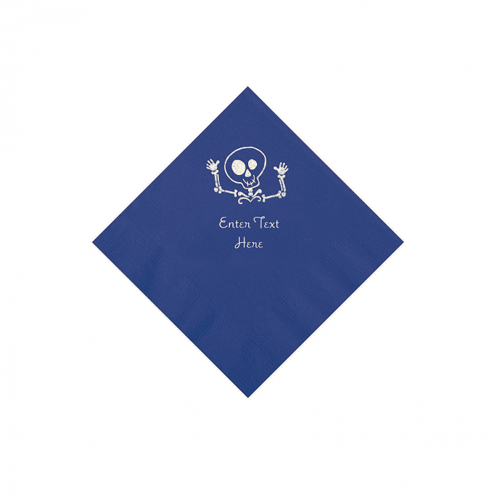 Purple Skeleton Personalized Napkins with Silver Foil - Beverage (50 Piece(s))