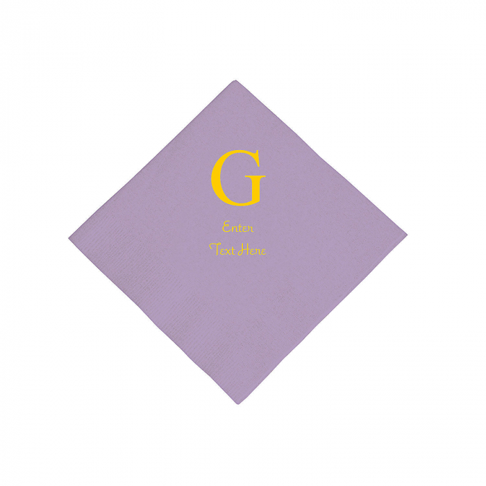 Lilac Wedding Monogram Personalized Napkins with Gold Foil - Beverage (50 Piece(s))