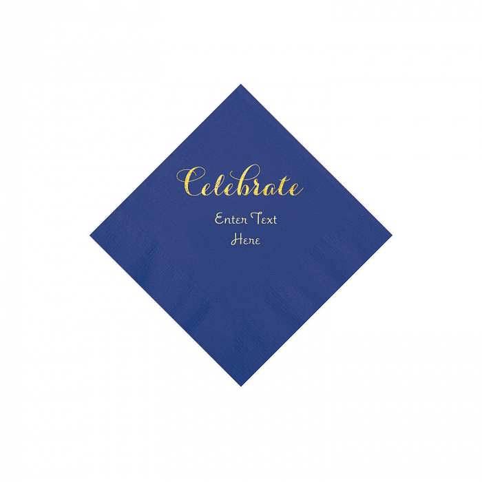 Purple Celebrate Personalized Napkins with Gold Foil - Beverage (50 Piece(s))