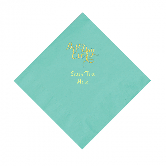 Fresh Mint Best Day Ever Personalized Napkins with Gold Foil - Luncheon (50 Piece(s))