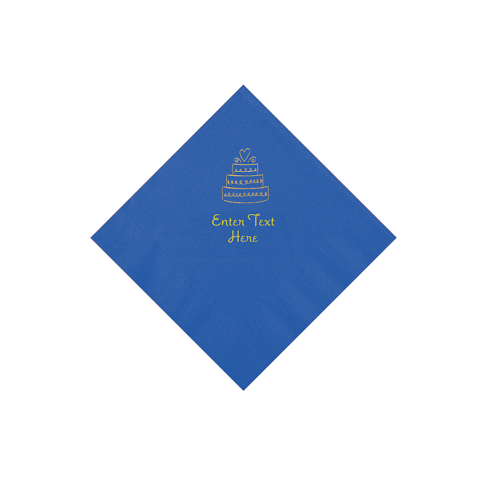 Cobalt Blue Wedding Cake Personalized Napkins - Beverage (50 Piece(s))