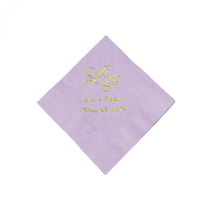 Lilac Love Personalized Napkins with Gold Foil - Beverage (50 Piece(s))