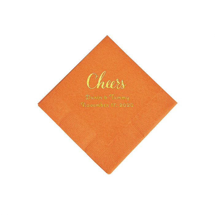 Pumpkin Spice Cheers Personalized Napkins with Gold Foil - Beverage (50 ...