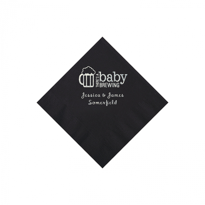 Black Baby Brewing Personalized Napkins with Silver Foil - Beverage (50 Piece(s))