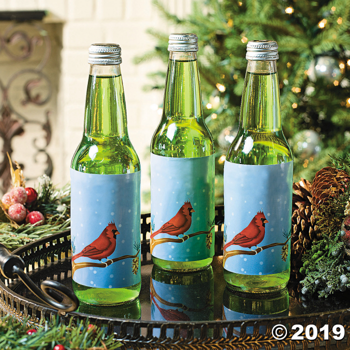 Winter Cardinal Bottle Labels (Per Dozen)