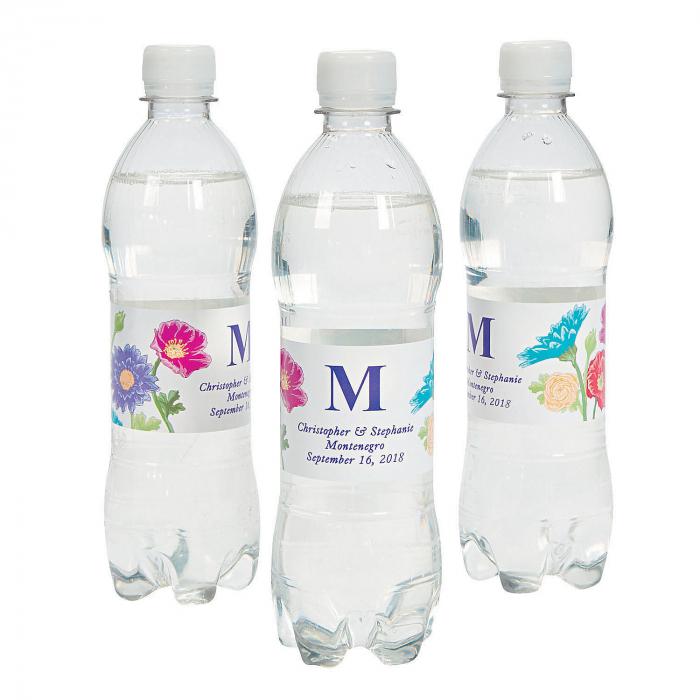 Personalized Love in Bloom Wedding Water Bottle Labels (50 Piece(s))
