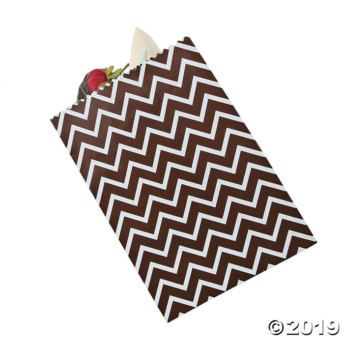 Chocolate Brown Chevron Treat Bags (Per Dozen)