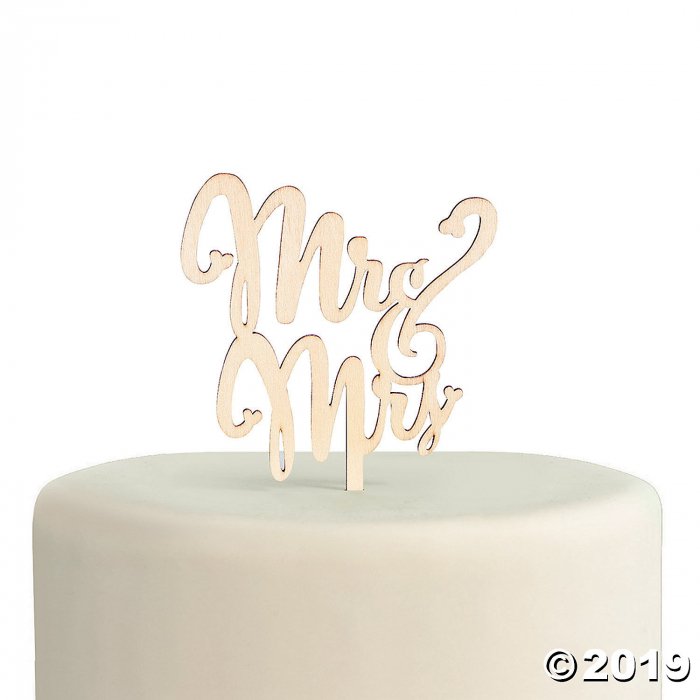 Mr. & Mrs. Wooden Cake Topper (1 Piece(s))