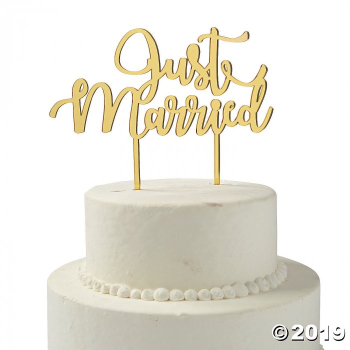 Gold Just Married Cake Topper (1 Piece(s))