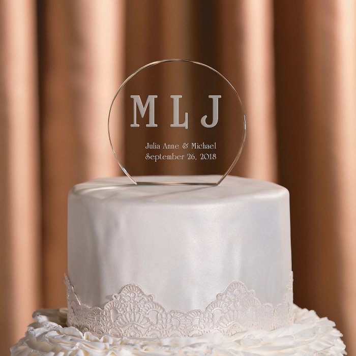 Round Personalized Monogrammed Cake Topper (1 Piece(s))
