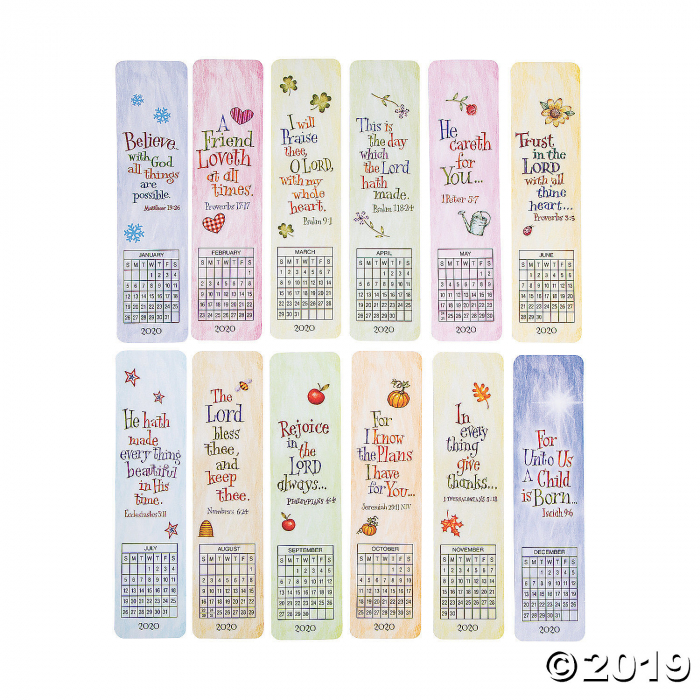 2020 Religious Monthly Calendar Bookmarks (Per Dozen) 2020 Religious Monthly Calendar Bookmarks (Per Dozen)