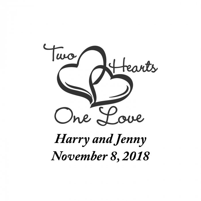 Personalized Two Hearts One Love Wedding Votive Candle Holders (Per Dozen)