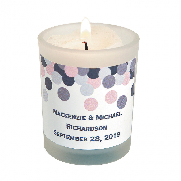 Personalized Confetti Design Votive Candle Holders (Per Dozen)