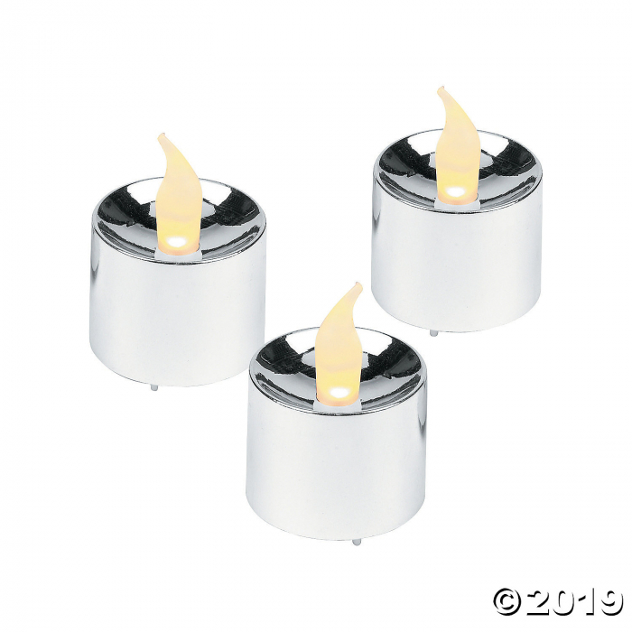 Silver Battery-Operated Votive Candles (Per Dozen)