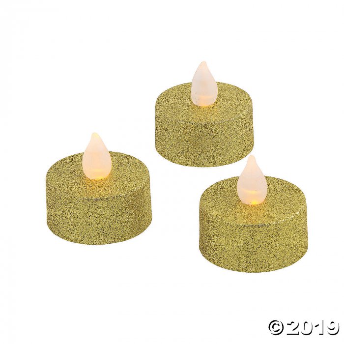 Gold Glitter Battery-Operated LED Tea Light Candles (10 Piece(s))