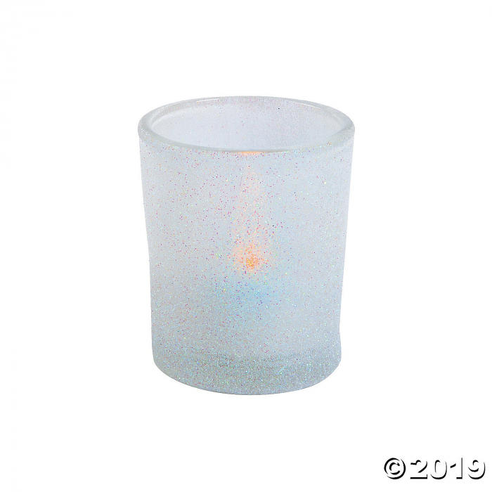 White Glitter Votive Candle Holders (Per Dozen) White Glitter Votive Candle Holders (Per Dozen)