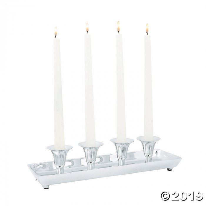 Silver Taper Candle Holder Tray (1 Piece(s))