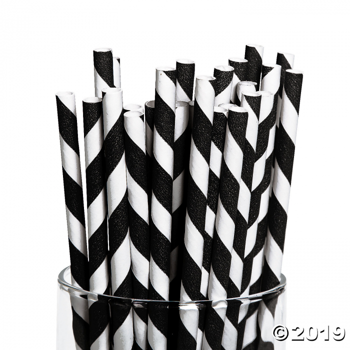 Black Striped Paper Straws (24 Piece(s)) Black Striped Paper Straws (24 Piece(s))