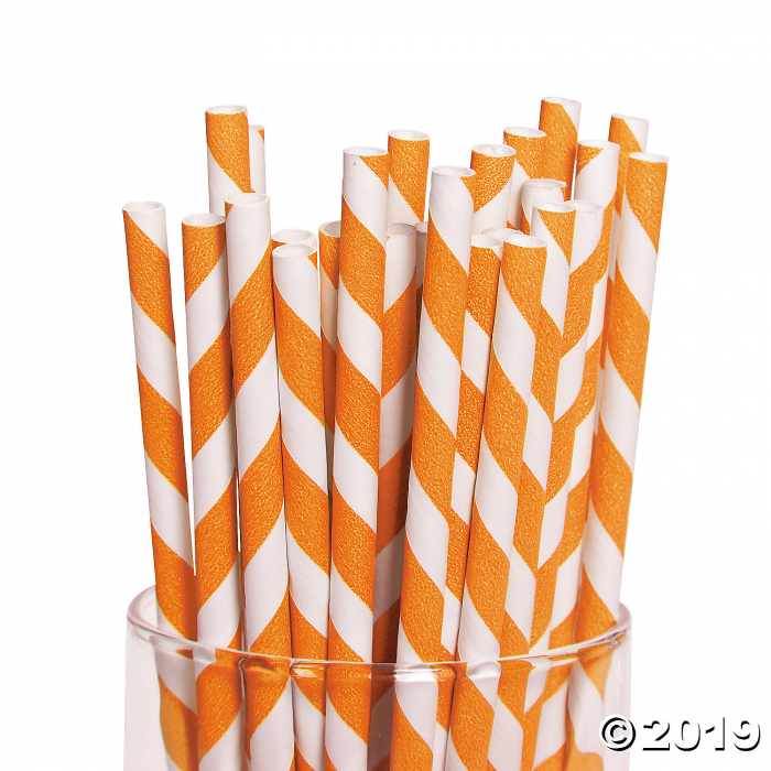 Orange Striped Paper Straws (24 Piece(s)) Orange Striped Paper Straws (24 Piece(s))