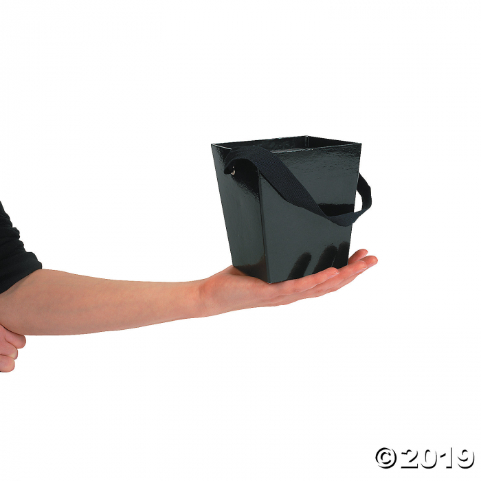 Candy Bucket Hand Black Candy Buckets with Ribbon Handle (1 Set(s)) | GlowUniverse.com
