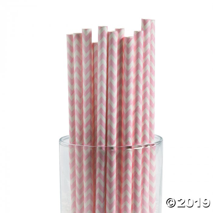 Pink Chevron Paper Straws (24 Piece(s))