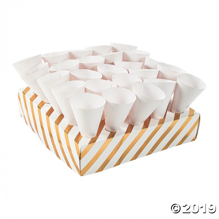 Download Gold Foil Treat Tray with Cones (1 Set(s)) | GlowUniverse.com