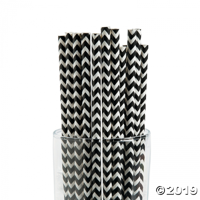 Black Chevron Paper Straws (24 Piece(s)) Black Chevron Paper Straws (24 Piece(s))