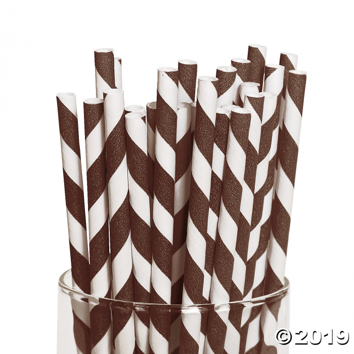 Brown Striped Paper Straws (24 Piece(s))