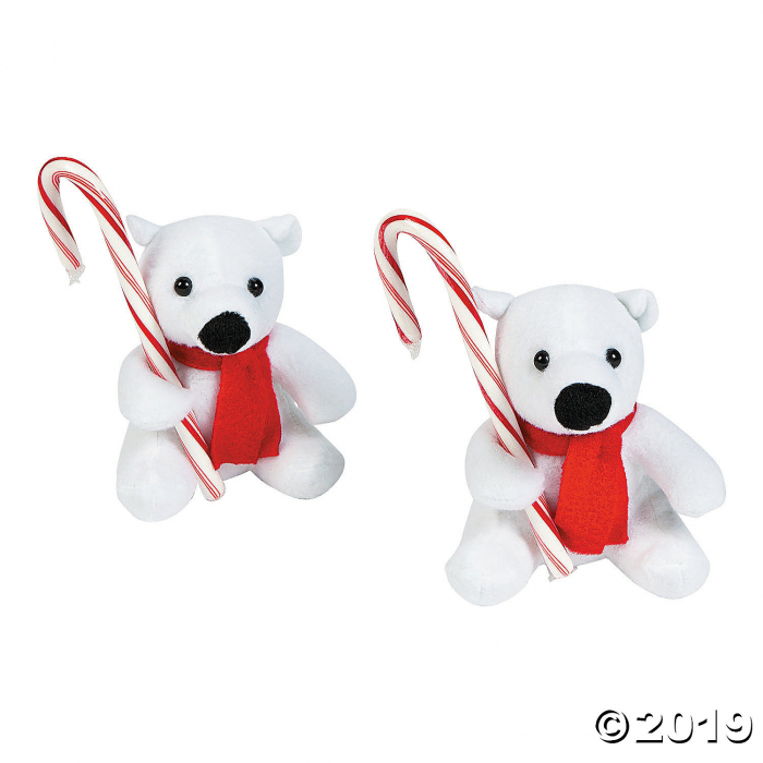 Stuffed Polar Bears with Candy Canes (Per Dozen)