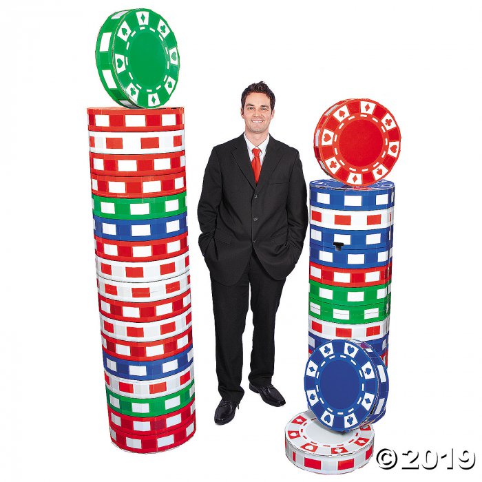 3D Poker Chip Columns Cardboard Stand-Ups (1 Set(s))