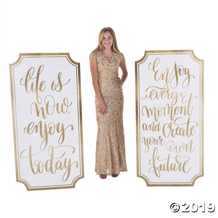 White & Gold Inspirational Saying Sign Cardboard Stand-Ups (1 Set(s))