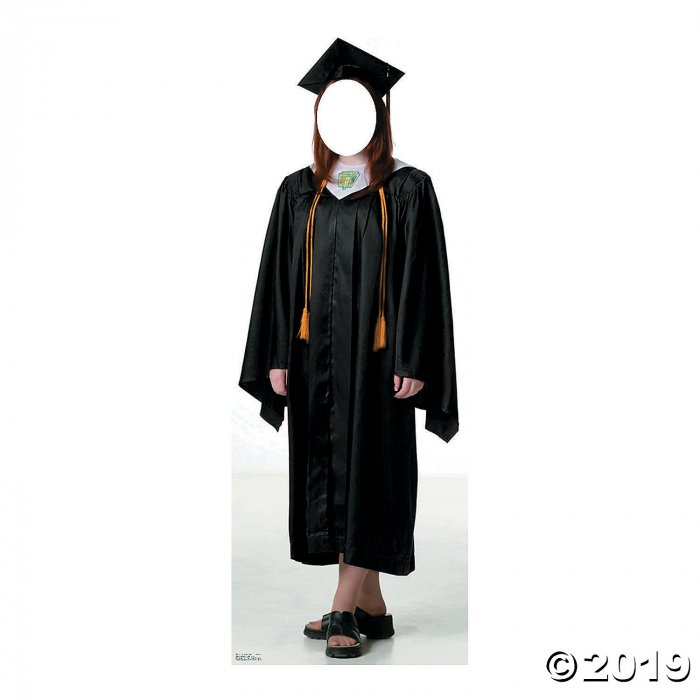Women's Black Cap & Gown Graduate Cardboard Stand-In Stand-Up (1 Piece(s))