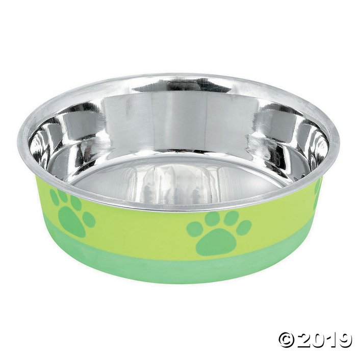 Non-Skid Bonded Stainless Steel Bowl - Lime With Green Print (1 Piece(s))