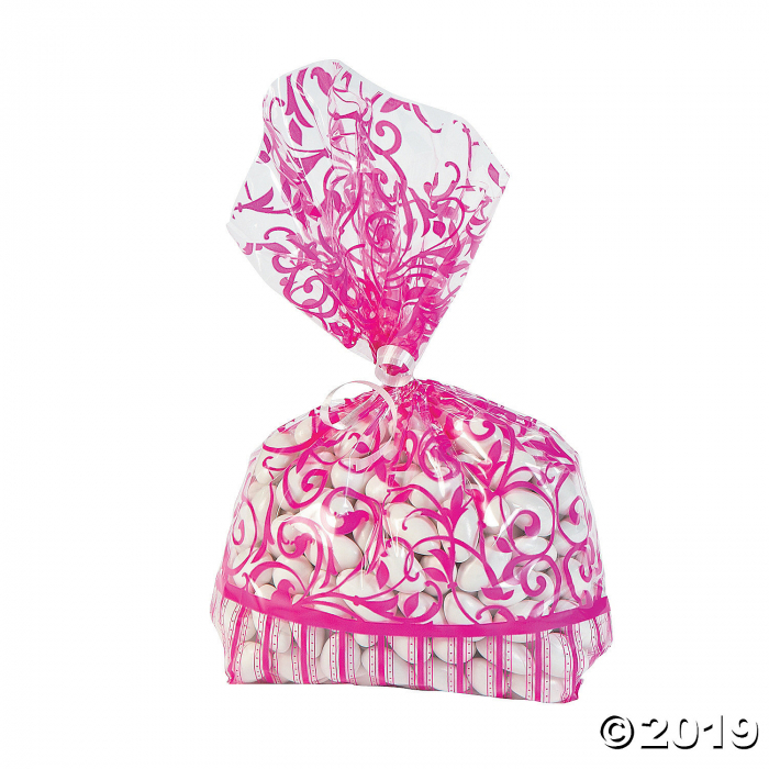 Hot Pink Swirl Cellophane Bags (Per Dozen)