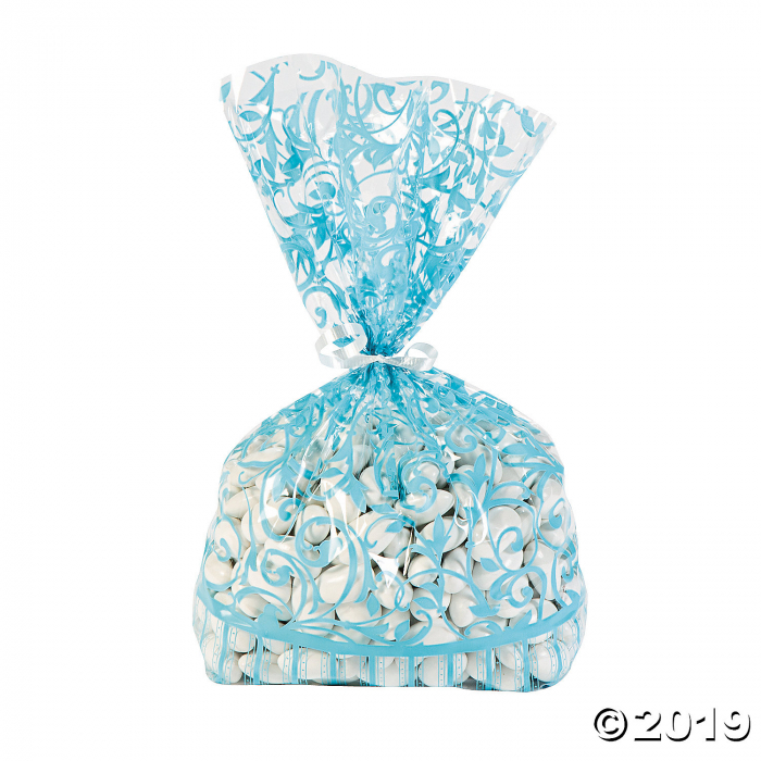 Light Blue Swirl Cellophane Bags (Per Dozen)