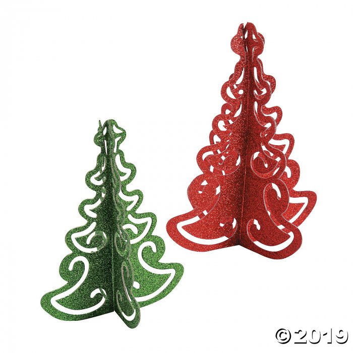 Red & Green Glitter Tree Centerpieces (1 Set(s))