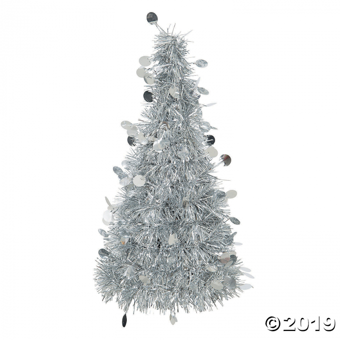 Silver Tinsel Christmas Tree Centerpiece (1 Piece(s))