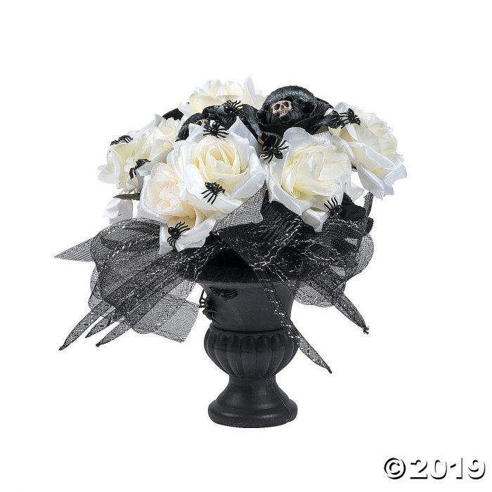 Black Vase with Roses & Spiders Halloween Decoration (1 Piece(s))