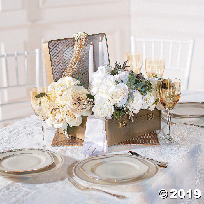 Gold Mini Suitcase Centerpiece (1 Piece(s))