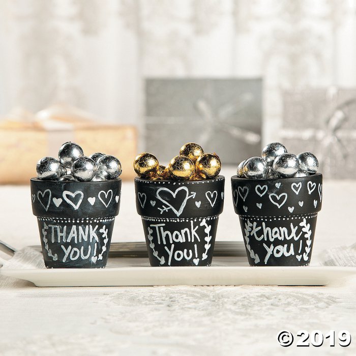 Mini Ceramic Chalkboard Flower Pots (Per Dozen)
