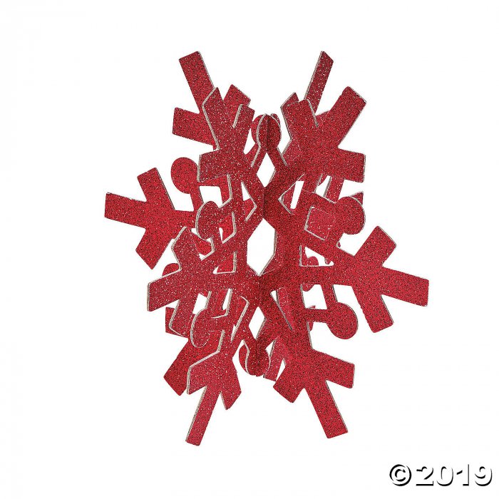 Red & Silver Glitter Snowflake Centerpiece (1 Piece(s))