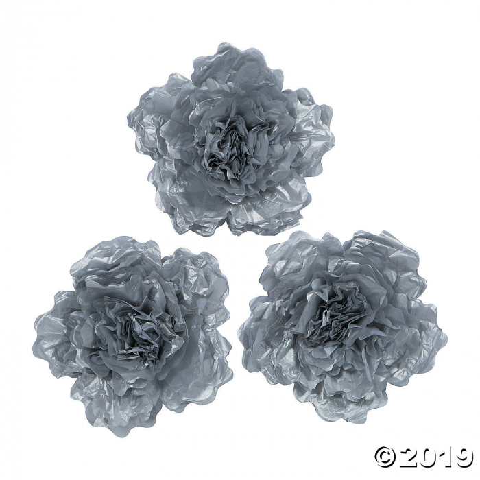 Large Silver Tissue Flower Decorations (1 Set(s))