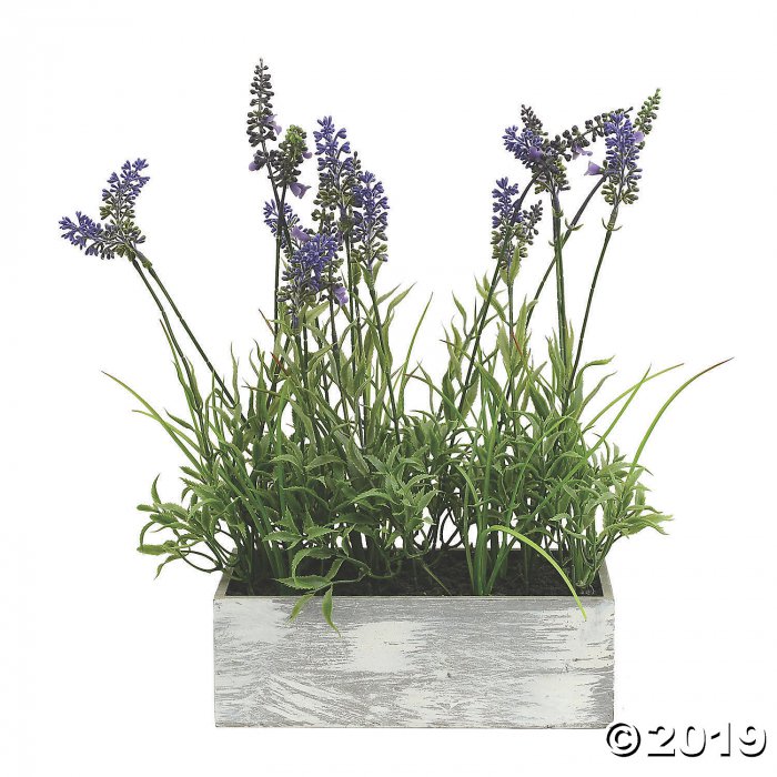 Vickerman 15" Artificial Lavender Plant in Wood Rectangle Pot (1 Piece(s))