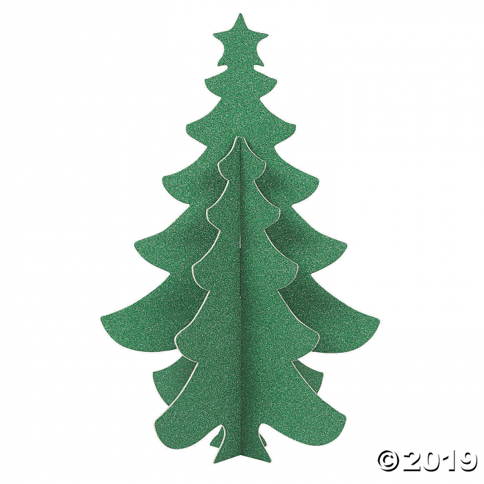3D Green Glitter Tree Centerpieces (3 Piece(s)) 3D Green Glitter Tree Centerpieces (3 Piece(s))