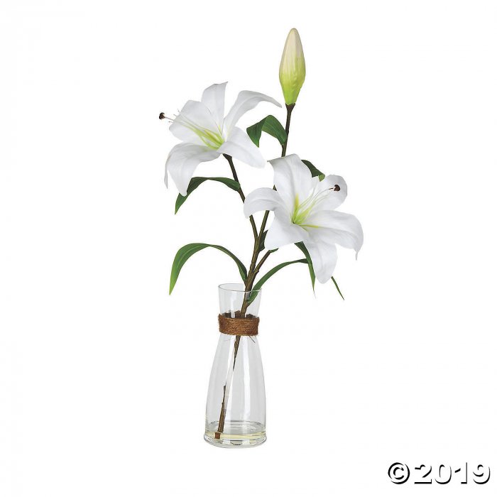 Vickerman 16.5" White Lily Floral Arrangement (1 Piece(s))