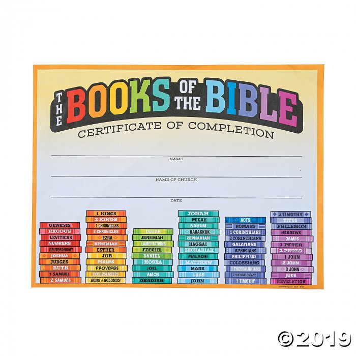 Books of the Bible Certificates of Completion (25 Piece(s))
