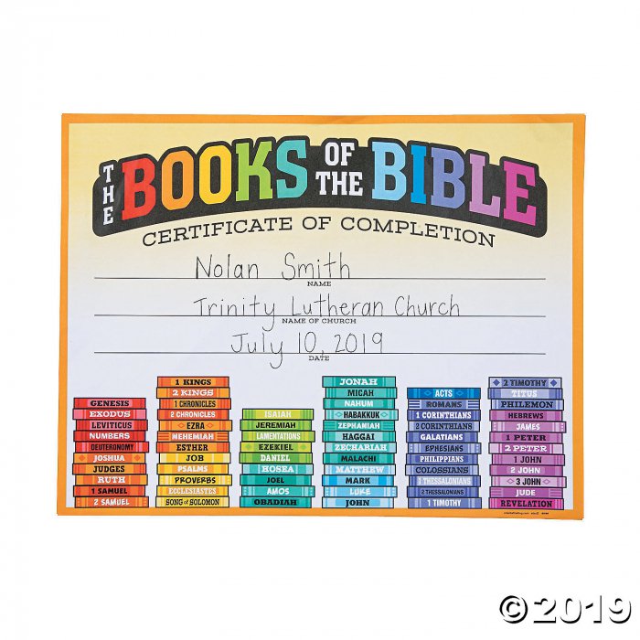 Books of the Bible Certificates of Completion (25 Piece(s))