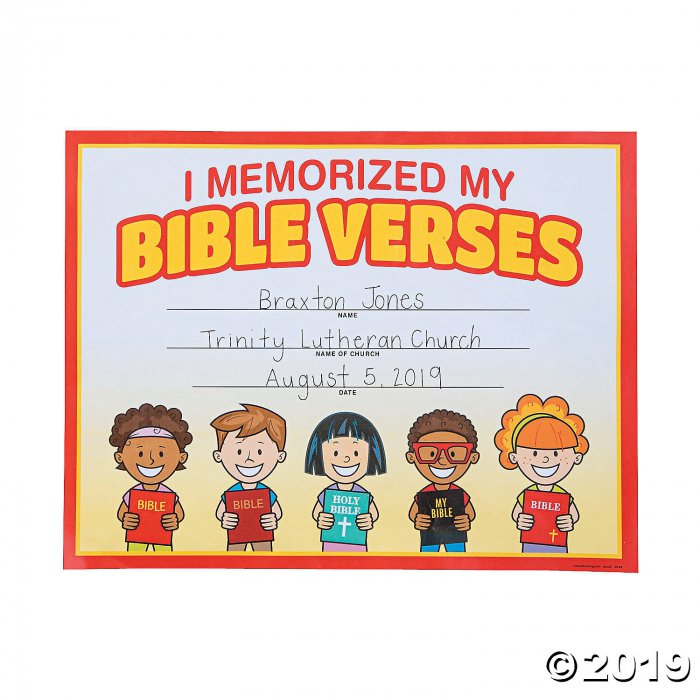 Bible Verse Memorization Certificates of Completion (25 Piece(s))