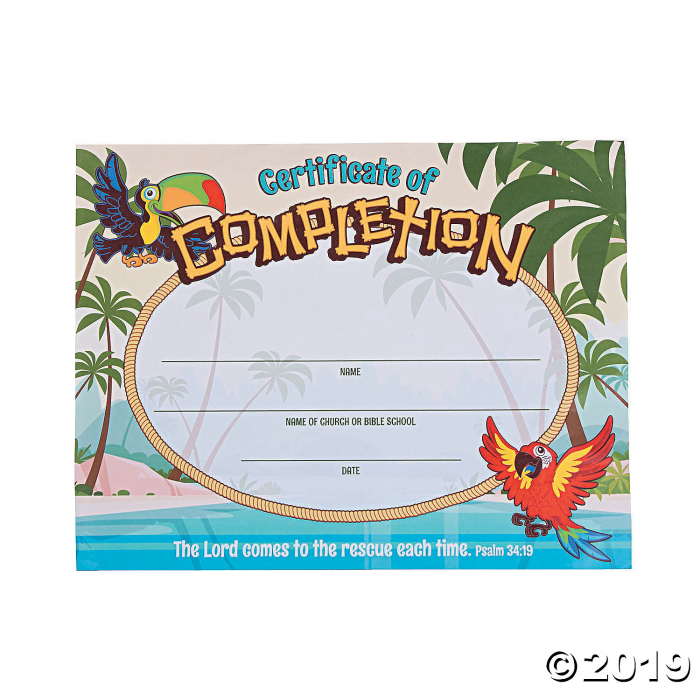 Island VBS Certificates of Completion (25 Piece(s))